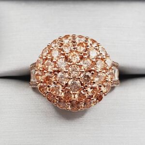 Champagne - Chocolate & White Diamond Simulants 18k Rose Gold 925 Silver Ring